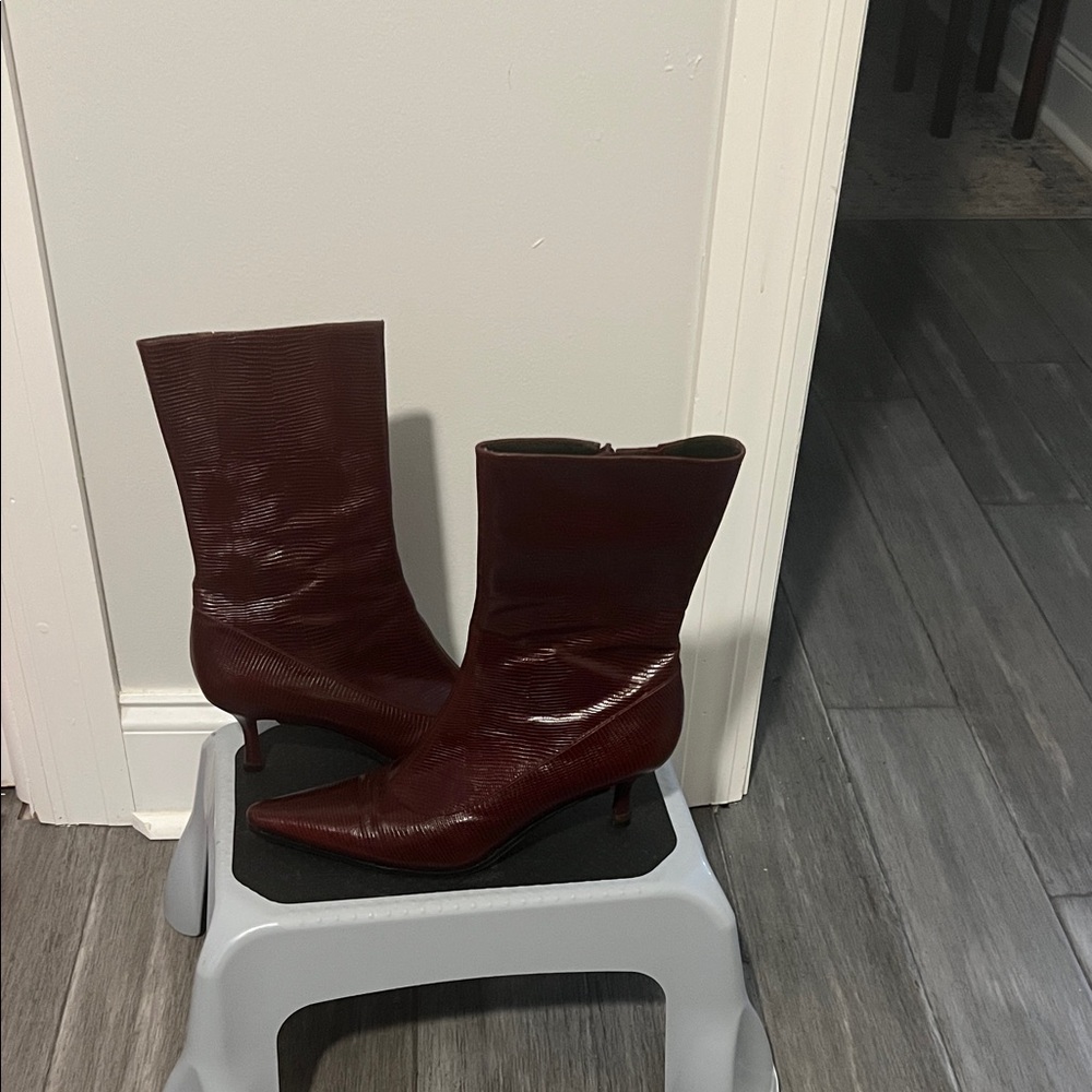 Cole Haan Dark Red Heeled Boots
